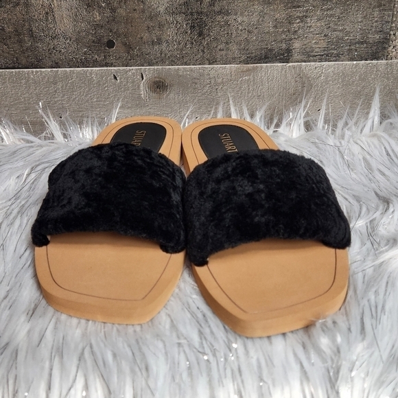 NWB Stuart Weitzman Cammy Shearling-Strap Slide Sandals - Picture 6 of 12
